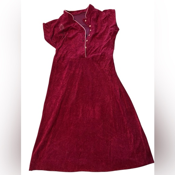 Vintage Elegant Red Terrycloth Towel Dress - Picture 1 of 5